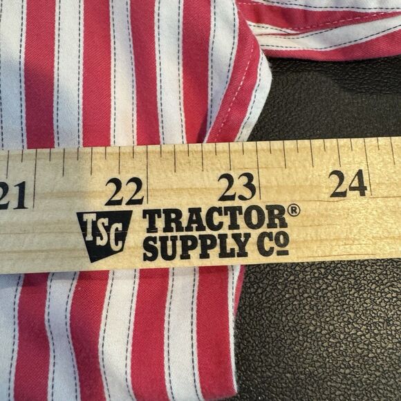 Robert Graham Men's XL Long Sleeve Shirt Red White Stripe Flip Cuff Patch - Picture 8 of 13